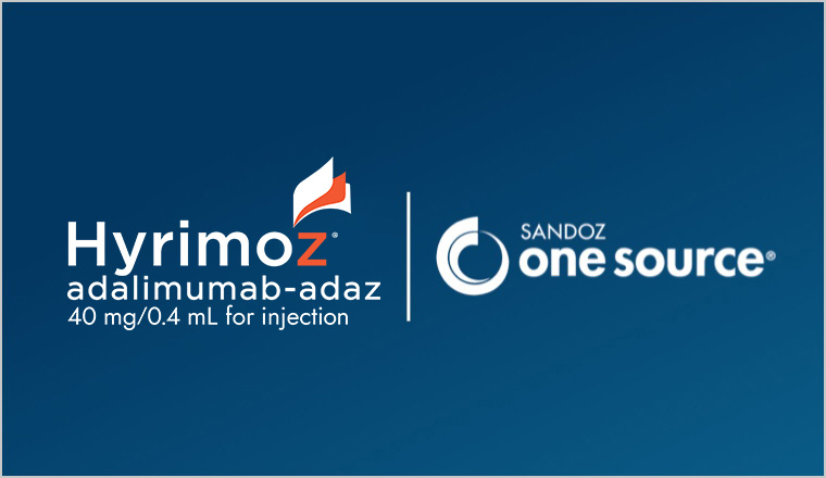 HYRIMOZ® adalimumab-adaz 40 mg/0.4 mL for injection and Sandoz One Source logos